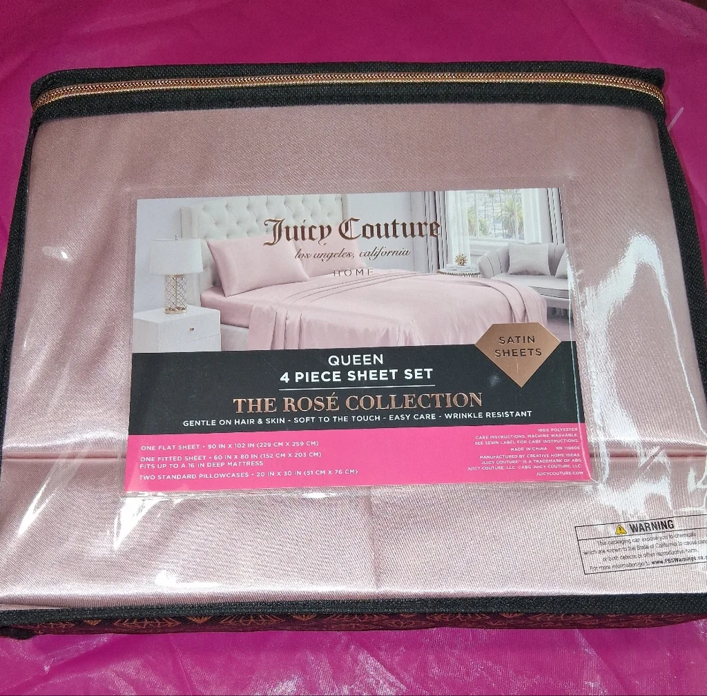 Juicy Couture Pink Satin Sheet Set